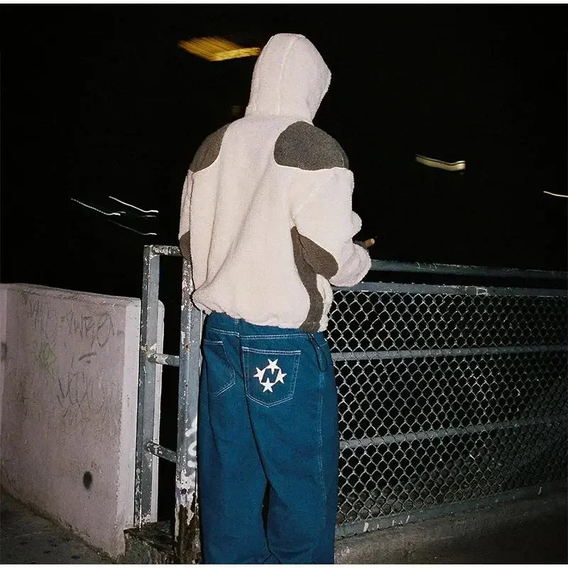 Y2K Zip up Hooded Sweater Harajuku Gothic Fleece Jacket Oversized Streetwear Men Women Hip Hop Fashion vintage sweatshirt top