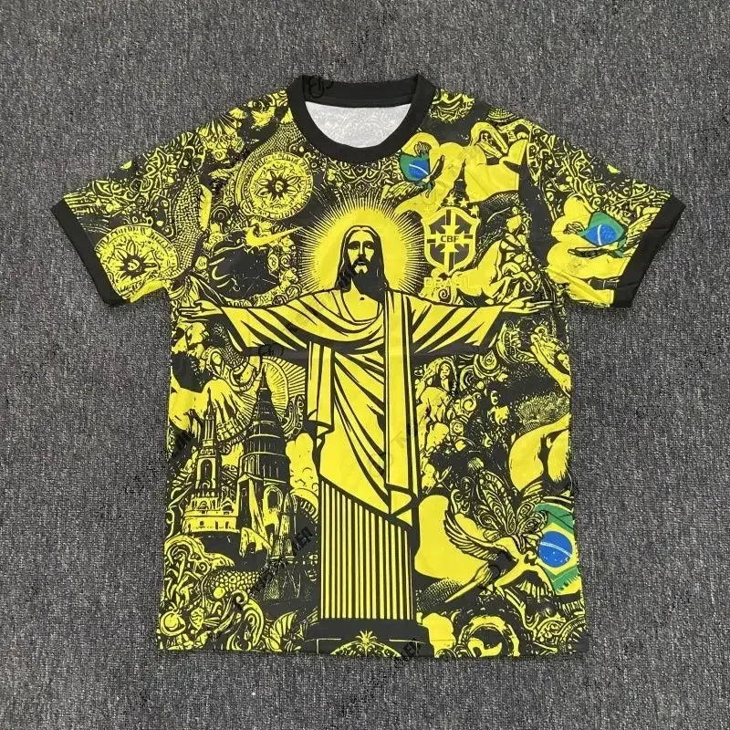 2025 Summer 3D Printing Special Edition Jersey Brazil Short-sleeved Football Jersey Quick-drying Sweat-absorbing  Moto