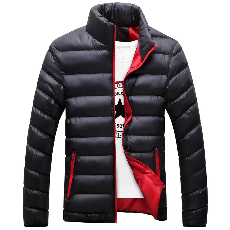 Thickened Sports Cotton Jacket Men's Stand Collar Open Cardigan Casual Outerwear Warmth Trendy Men's Fashion Winter Clothes