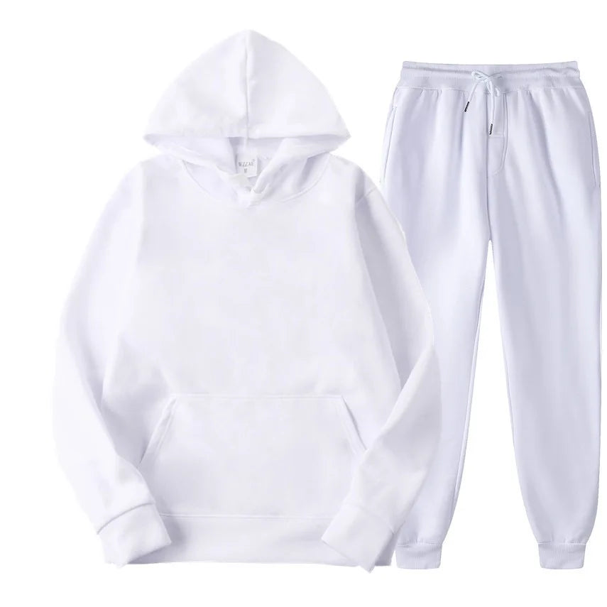 Men's Autumn and Winter New Solid Color Hoodie+pants Two-piece Set Fashionable Casual Sports Set Size S-3XL Men's Tracksuit