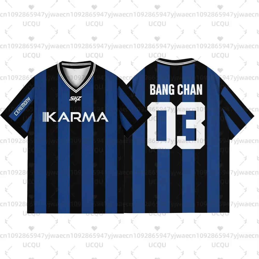 Kpop Stay Karma Album Fans TShirt Felix Bangchan Hyunjin Streetwear Casual Sport Oversize Short Sleeve Men's Clothing T-Shirt