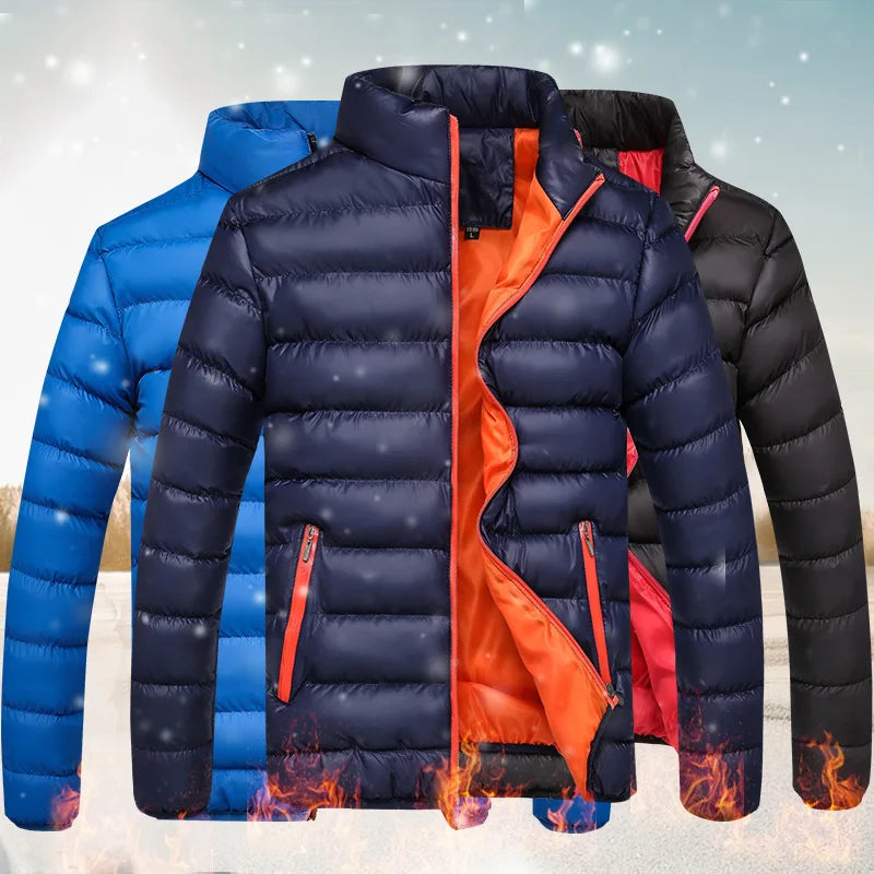 Thickened Sports Cotton Jacket Men's Stand Collar Open Cardigan Casual Outerwear Warmth Trendy Men's Fashion Winter Clothes