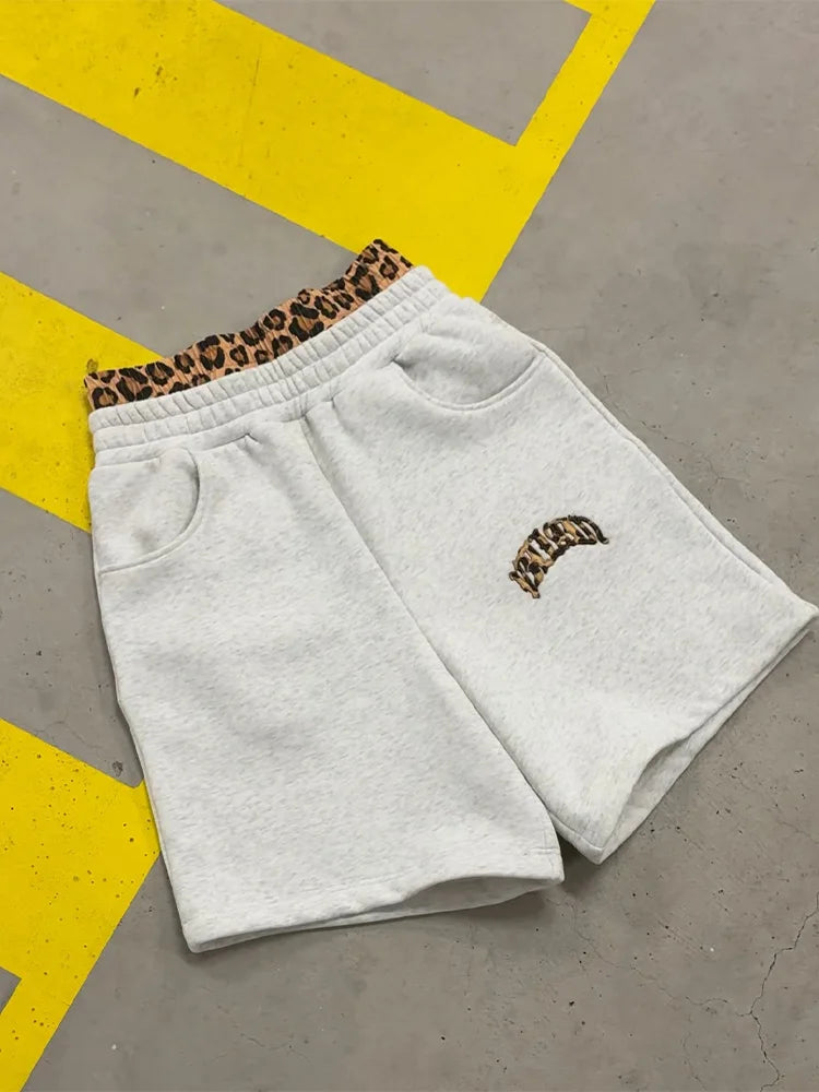 Y2K Leopard Embroidered Hoodie Set