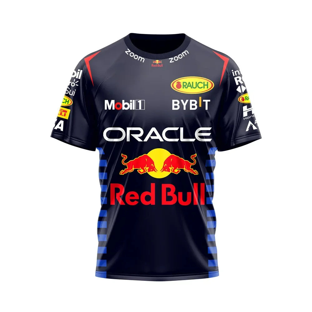 Red Bull Racing T-shirt 3D Printed Fashionable Men's T-shirt Red Bull Short Sleeved Sports Quick Drying Red Bull Men's Clothing