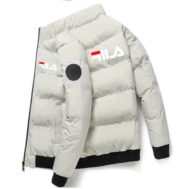 Fashion autumn and winter short men's thick warm coat, outdoor windproof new zipper printed men's casual jacket M-5XL