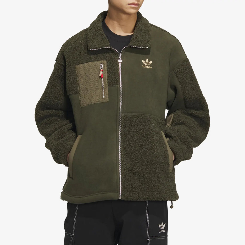 Adidas Official Authentic Three Stripes Spring Men's Sports Faux Shearling Jacket HY7286