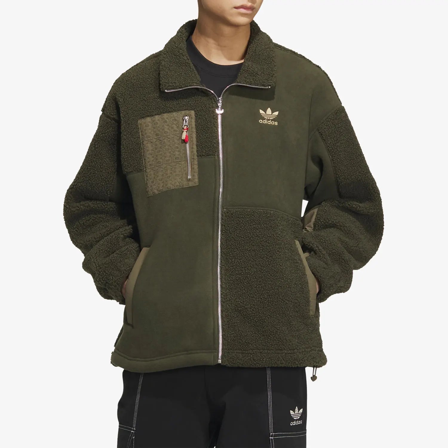 Adidas Official Authentic Three Stripes Spring Men's Sports Faux Shearling Jacket HY7286