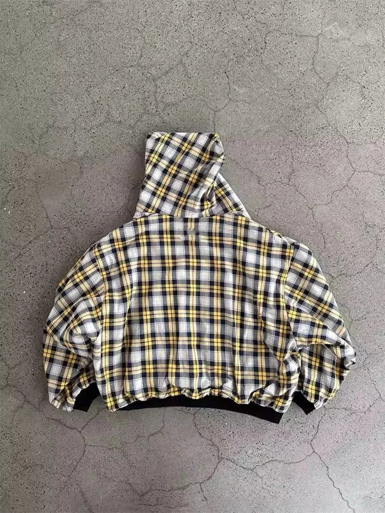 Winter Casual Plaid Print Hoodie Women's Warm Zip-Up Double-Sided Wear Sweatshirt Female Fashion Trendy Loose Hooded 2025 New