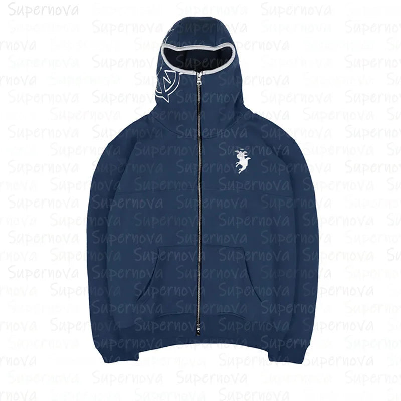 Men's clothing Zip Up Hoodie  Vintage Casual Pattern Oversize  Hip Hop Punk Streetwear Clothing new in hoodies & sweatshirts ﻿