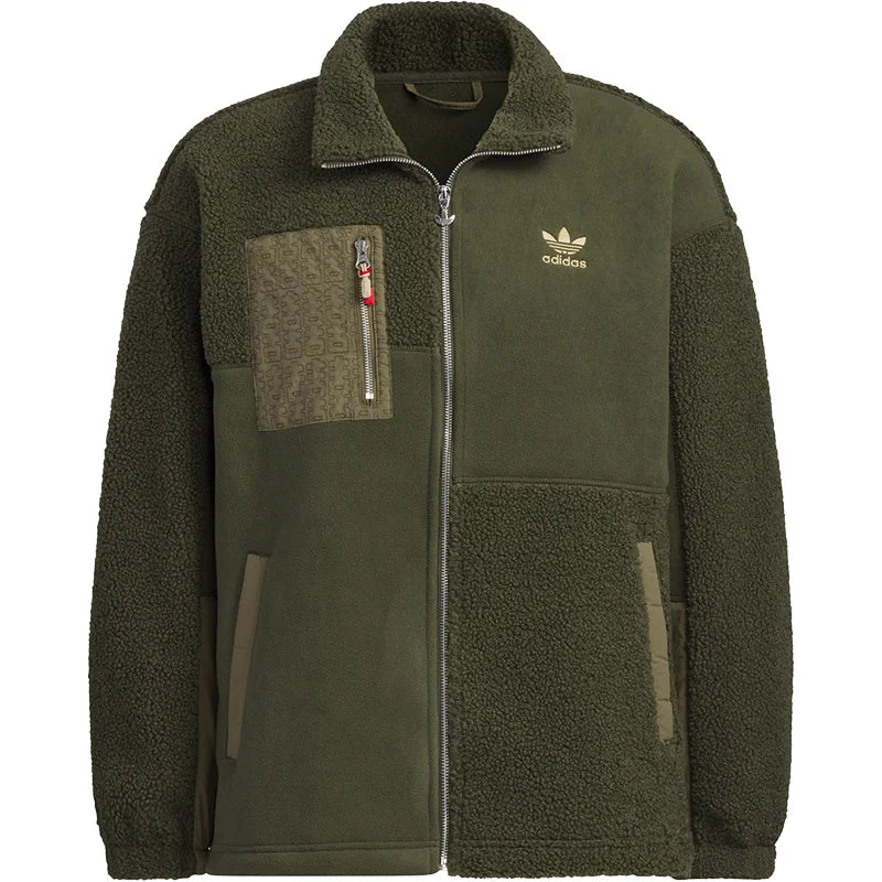 Adidas Official Authentic Three Stripes Spring Men's Sports Faux Shearling Jacket HY7286