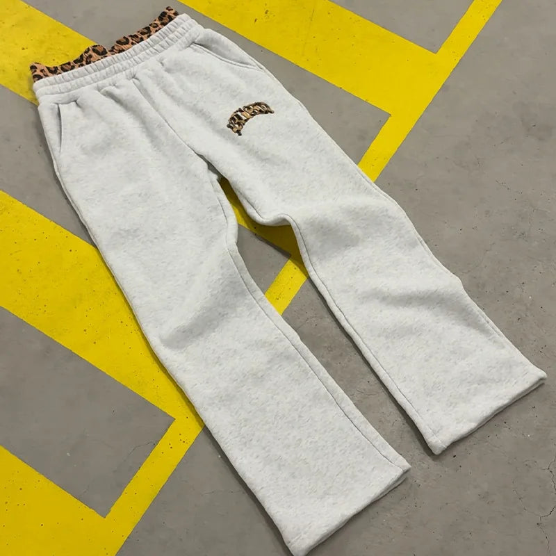 Y2K Leopard Embroidered Hoodie Set