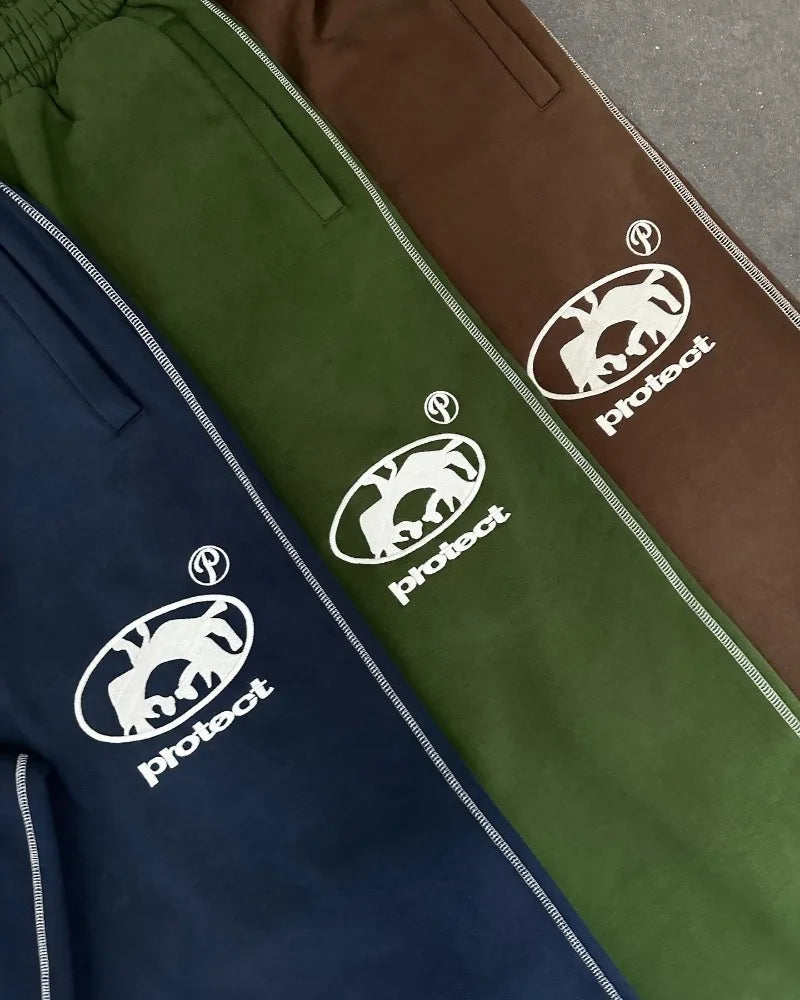 Street wear PROTECT Fashion Letter Embroidery Loose Sweatpants Men's And Women's Y2K Harajuku Hip-Hop Gothic Casual Joker Pants