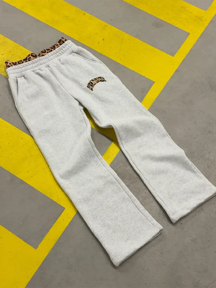 Y2K Leopard Embroidered Hoodie Set