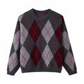 Women's New Plaid Jacquard Knitted Pullover Sweater Woman Round Neck Long Sleeve Loose Sweaters Street Versatile Sweaters