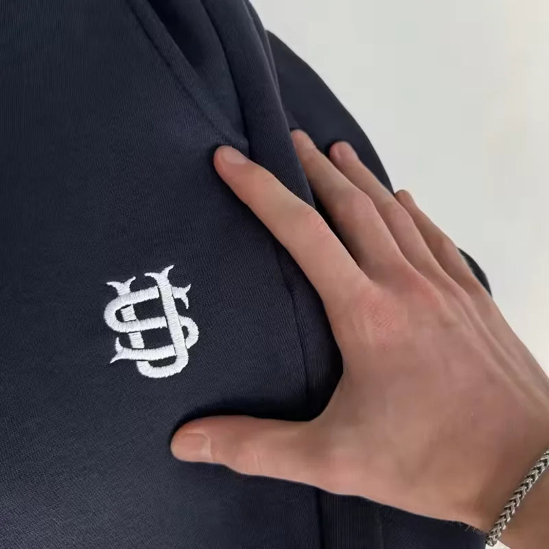 Streetwear Hoodie Sets Mens Y2K Straight Sweatpants Fashion Embroidery Logo Suits Casual High Street Couple Training Suit